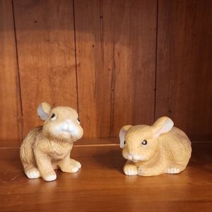 Adorable Tan Rabbit Figurines (Homco)